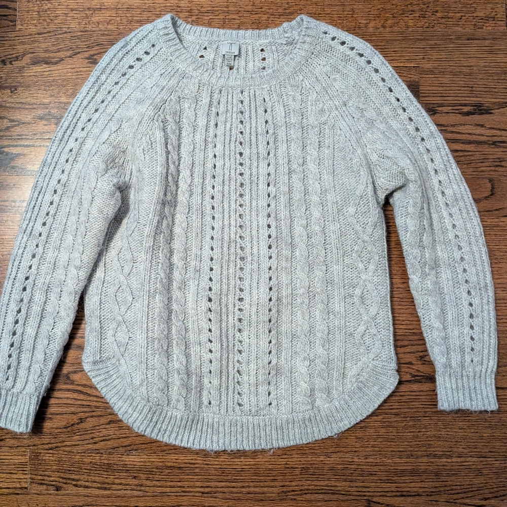 Gray Cable Knit Women's Sweater